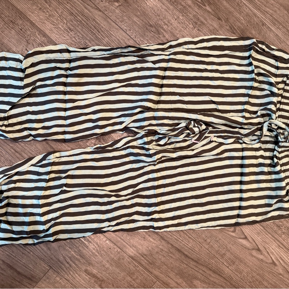 Anthropologie Mint and black Striped silky pants